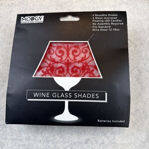 NEW Modgy Wine Glass Shades Set of 4 Cha-Cha Red Flameless LED Candle Lamps